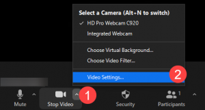 Selecting Video Settings on Zoom